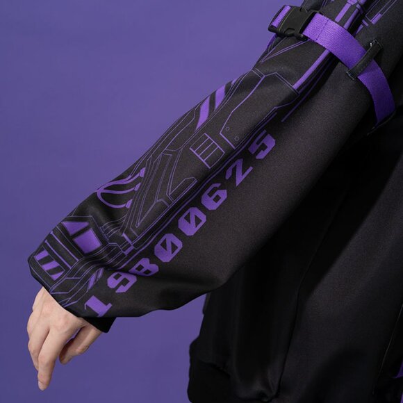 NEW ACDC RAG - Error Code Cyberpunk Tech Oversized Black Purple Jacket - Picture 7 of 9